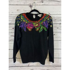 Vintage Claudia Barnes Sequin Sweater Size Medium